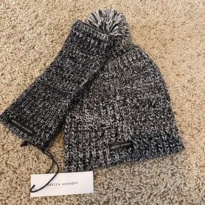 Rebecca Minkoff Black Marled Set-Beanie/Armwarmer